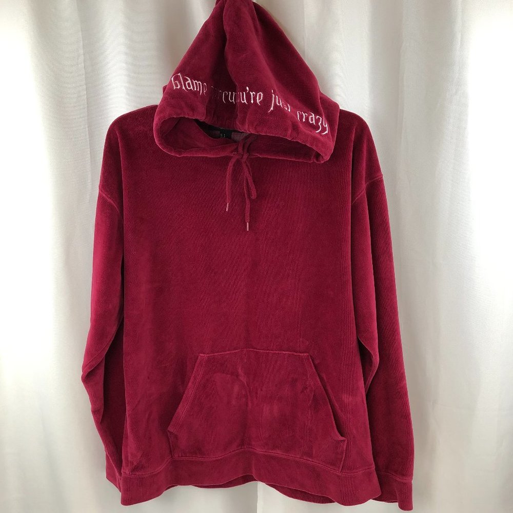 Forever 21 Medium Velour Hoodie Pullover Don't Blame Mercury, You're Just Crazy